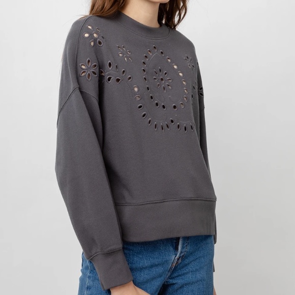 NWT $148 Rails Alice Vintage Black (gray) Eyelet Embroidery Sweater - Small! - Picture 3 of 4